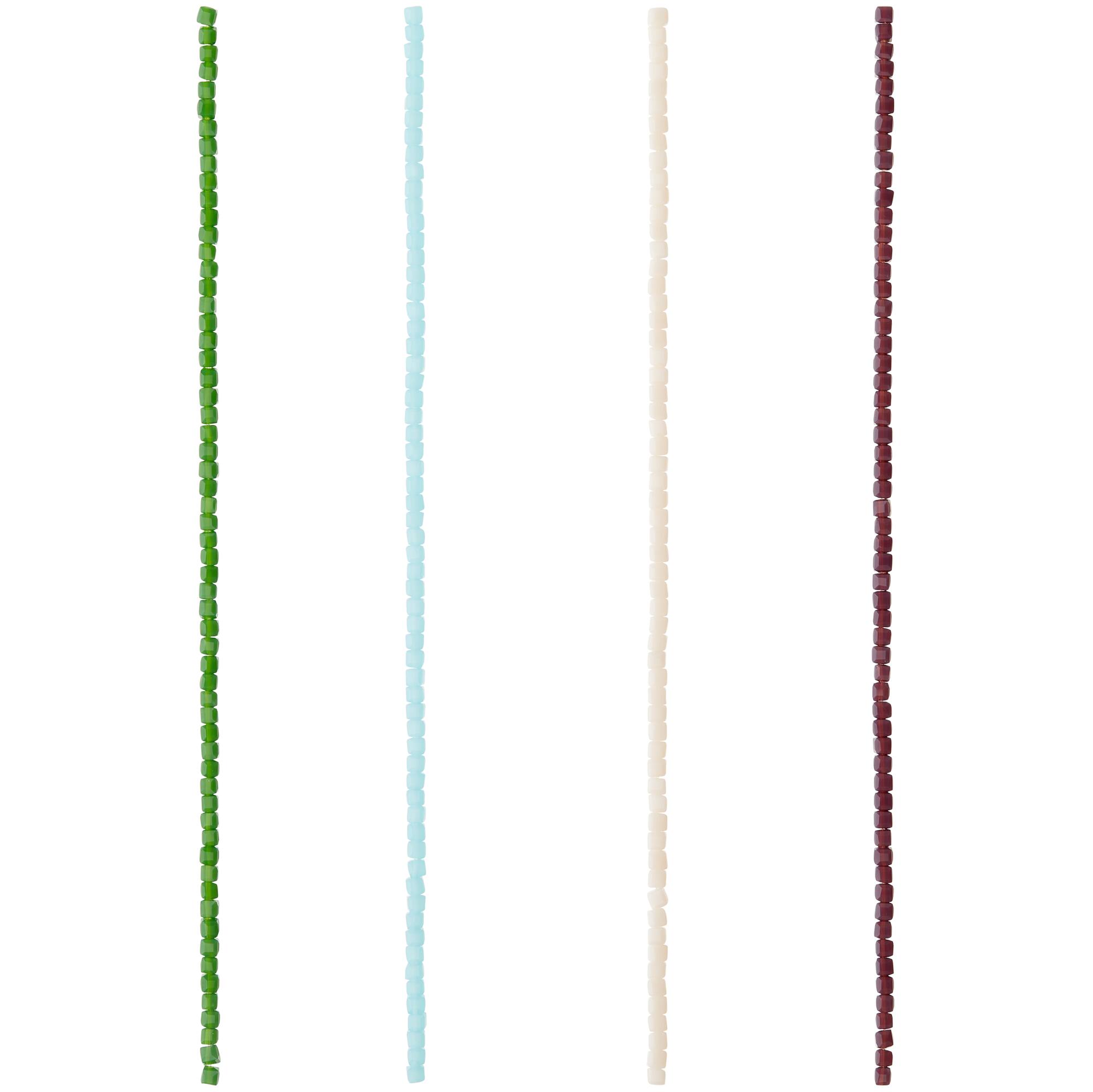 Purple, Green & Blue Glass Cube Beads, 3mm by Bead Landing™
